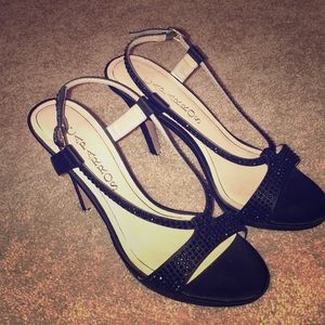 Open toe black heel